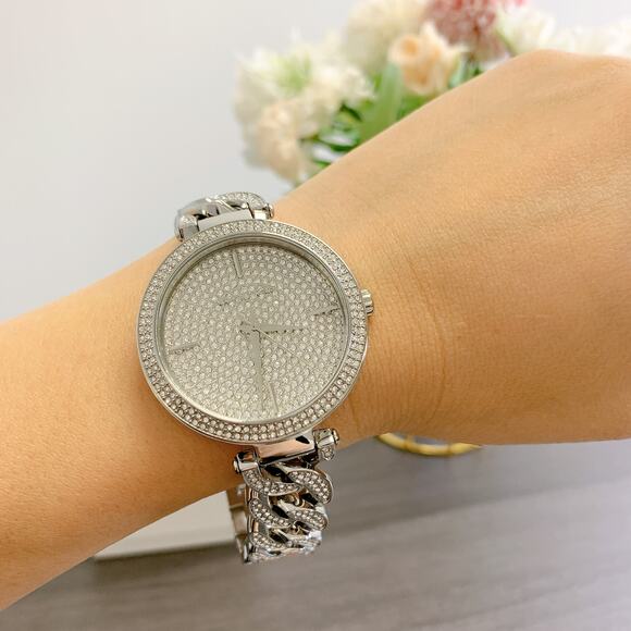 Michael Kors MK4675 Catelyn Silver Glitz Chain Stainless Steel Watch - Picture 1 of 8